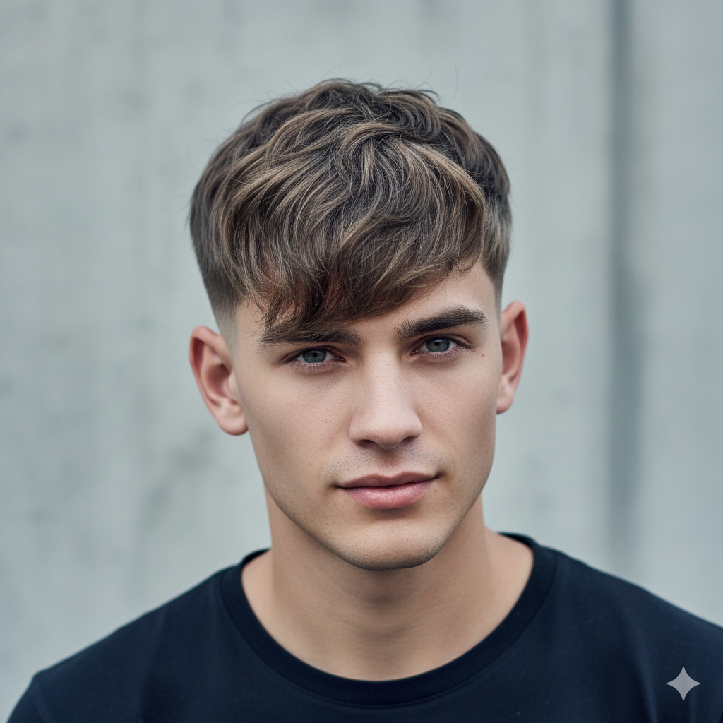 Low Taper Fade with fringe showing modern styling and contemporary appeal
